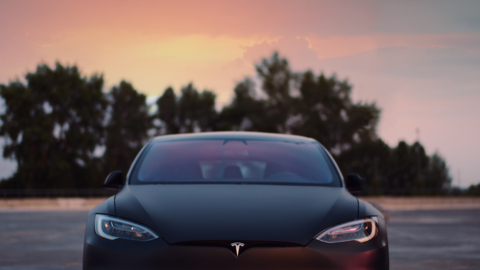 Electric vehicle at dusk